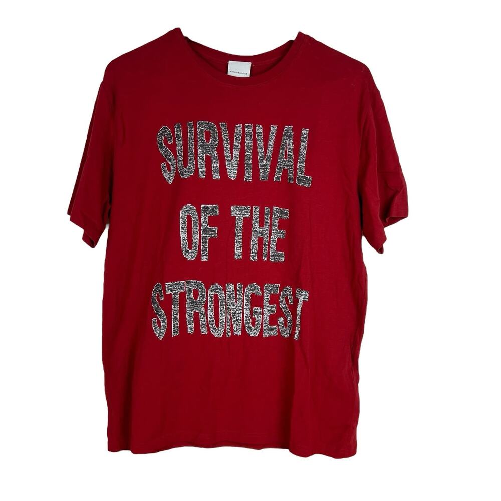 Costume Nemutso Men's Size XL Red Survival Of The Strongest T Shirt New * Read*